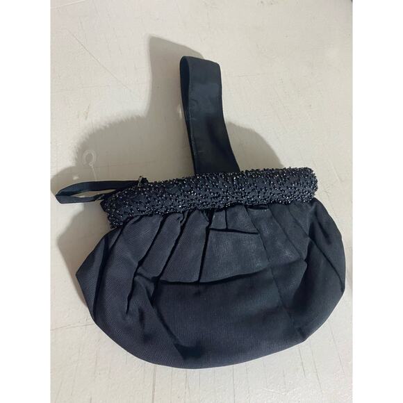Evening Purse Handle Bag 6-8 Inches Black Zip Center Formal Holiday Party - Picture 6 of 10
